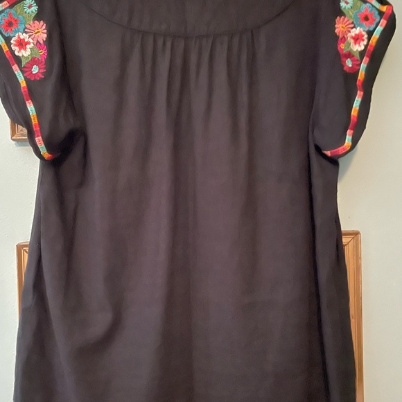 THML Black Blouse with Multicolor Embroidery Birds and flowere - Picture 4 of 5